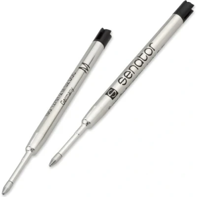 Immagine di Senator 12757 2 Set di mine per penna a sfera, in metallo, tratto 1,0 mm, G2, tipo Parker M ISO 2, indelebile (140 9 2SW), colore: Nero
