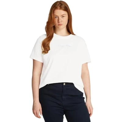 Immagine di Tommy Hilfiger Curve Script TEE Tshirt con stampa, Donna, Taglia: 54, Ecru