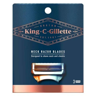 Immagine di King C. Gillette lamette da barba per uomo, confezione di ricambio 3 pezzi con 2 Skinguard e trimmer precisione