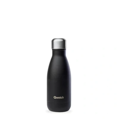 Immagine di Qwetch Bottiglia termica nera 260 ml Borraccia Nomade in acciaio inox 24 ore freddo e 12 caldo impermeabile, senza BPA riutilizzabile