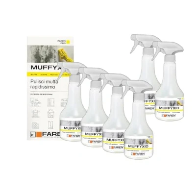 Immagine di Faren MUFFYXID, Rimuovi Muffa, Antimuffa, Pulitore della Muffa ad Azione Rapida, Igienizzante, Elimina rapidamente Muffe, Funghi, Muschi e Alghe, ritarda la ricomparsa, 500ml (6)