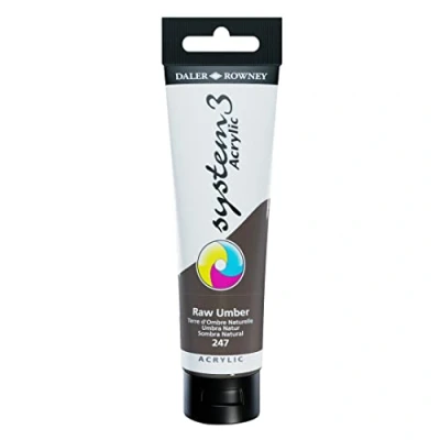 Immagine di Daler Rowney Tubetto di colore acrilico System 3, 150 ml, colore: Terra d&#039;ombra naturale