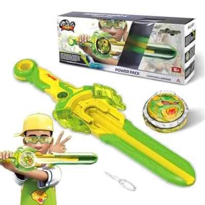 Immagine di Infinity Nado trottola per bambini in metallo, Battle Tops lanciatore di trottole bambini, da 5 6 7 8 9 10 11 12 anni, Power Pack Lightning Leopard
