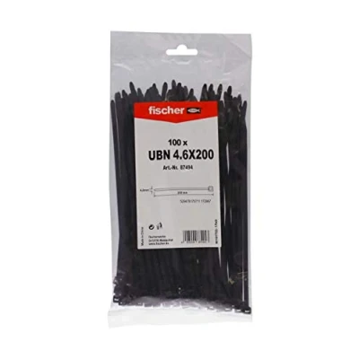 Immagine di Fischer 87494 UBN Fascetta per cavi 200 mm 4.60 Nero Stabilizzato ai raggi UV 100 pz.