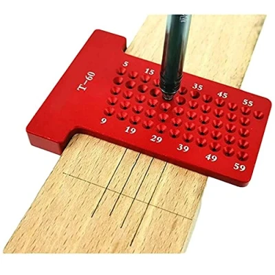 Immagine di Fafeicy Righelloper Tracciare Tipo T, 3,11x2,28x0,35in Lega di Alluminio 6061 Lavorazione Del Legno T Scriber Calibro per Fori Strumento Marcatura Falegname