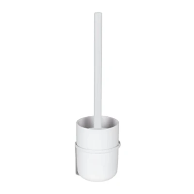 Immagine di WENKO Combinazione da bagno Turbo Loc® Carpino, portascopino in plastica per il fissaggio senza fori su superfici lisce, spazzola WC con copertura flessibile, supporto a parete metallo, bianco