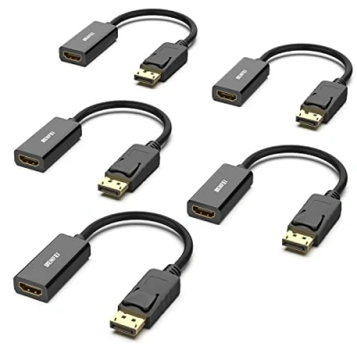 Immagine di BENFEI Adattatore DisplayPort a HDMI 4K 5 Confezioni, Unidirezionale Computer Monitor, DP (Display Port) maschio femmina Convertitore con audio per Lenovo Dell HP Asus