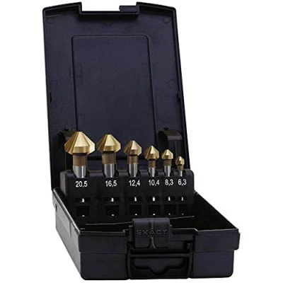Immagine di Exact 05568 KIT svasatori conici 5 parti 6.3 mm, 10.4 16.5 20.5 25 mm HSS TiN Alberino cilindrico 1