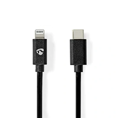 Immagine di NEDIS CCGP39650BK10 Cavo Lightning USB 2.0 Apple 8 pin Connettore C™ 480 Mbps Nichelato 1.00 m Rotondo PVC Nero Busta