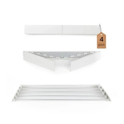 Immagine di VITAPUR Stendibiancheria da parete Stendino per un carico completo di lavatrice Asciugabiancheria con 4m superficie pieghevole Design elegante e inossidabile, confezione 4
