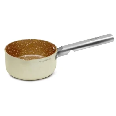 Immagine di ARTHUR MARTIN, pentola Grand Chef 18 cm, alluminio forgiato, rivestimento antiaderente, manici e in acciaio rivettati, tutti i tipi di fuoco compresa induzione,colore crema