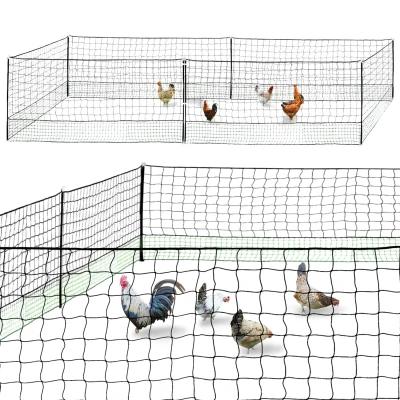 Immagine di IDMarket Kit recinzione rete per galline 12 m con porta 6 picchetti doppia punta