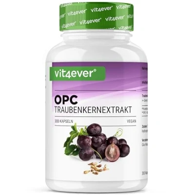 Immagine di OPC Estratto di semi d&#039;uva 300 capsule 1000mg con 700mg Contenuto più alto secondo HPLC testato in laboratorio da uve europee Vegan Altamente dosato