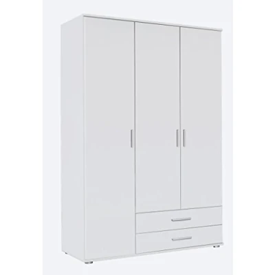 Immagine di Rauch Möbel Rapido Armadio con 2 cassetti, 3 Ante, Pacchetto di Accessori Basic Ripiani, 1 Asta Appendiabiti, Legno ingegnerizzato, Bianco, 52 x 127 188 cm