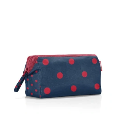 Immagine di reisenthel travelcosmetic mixed dots red borsa per cosmetici da viaggio forte, robusta e pratica, cinghia a mano, materiale idrorepellente