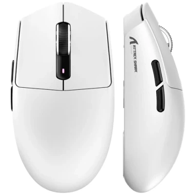 Immagine di MAMBASNAKE x ATTACK SHARK G3 Mouse da Gioco Wireless, Leggero 59g, Sensore Ottico PAW3311, 25 000 DPI, Bluetooth/2.4G/USB C, 5 Pulsanti Programmabili, Batteria 500mAh per PC/Mac Bianco