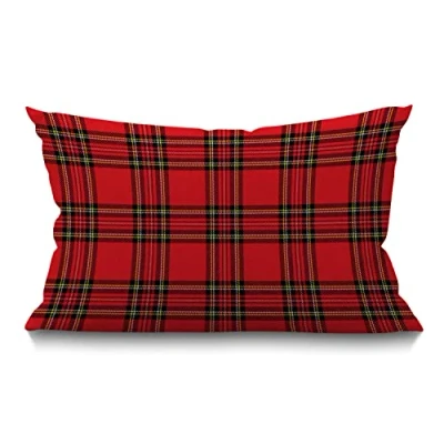 Immagine di BGBDEIA Federa per cuscino in tessuto di lino scozzese tradizionale a scacchi, divano, letto, auto, 30 x 50 cm, cm