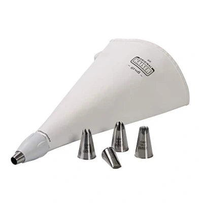 Immagine di ORIGINAL KAISER Set pasticerria con sac à Poche e 5 beccucci, 7 Pezzi, Acciaio Inox, Bianco, 40 cm, 4 Litri