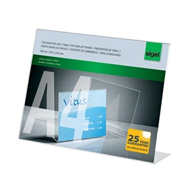 Immagine di Sigel TA211 Espositore da tavolo a forma di L adatto per formato carta: DIN A4 orizzontale Trasparente 1 pz.