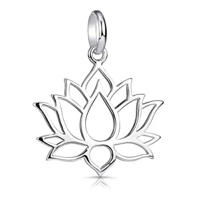 Immagine di MATERIA Collana con ciondolo a forma di fiore loto in Argento 925, per donne o ragazze, confezione regalo, sterling,