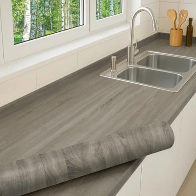 Immagine di pellicola autoadesiva per porta, mobili, cucina, armadietto, in legno di quercia Dayton Larghezza del rotolo 90 cm