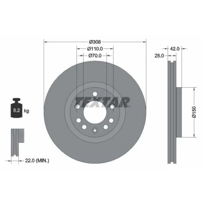 Immagine di TEXTAR 92110905 Disco freno OPEL: Corsa D Hatchback, Zafira B, E SAAB: 9 5 Station Wagon