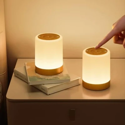 Immagine di NIWOHOM Lampada da Comodino Senza Fili, Touch Dimmerabile Abat Jour con 256 Colori RGB e 5 Modalità, USB Ricaricabile Luce Notturna LED Funzione Timer per Bambini, Camera Letto