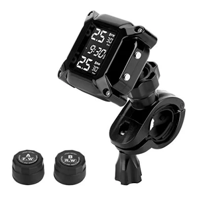Immagine di Jansite Motorcycle TPMS sistema di monitoraggio della pressione dei pneumatici con 2 sensori esterni display LCD allarme per auto anti off e impermeabile