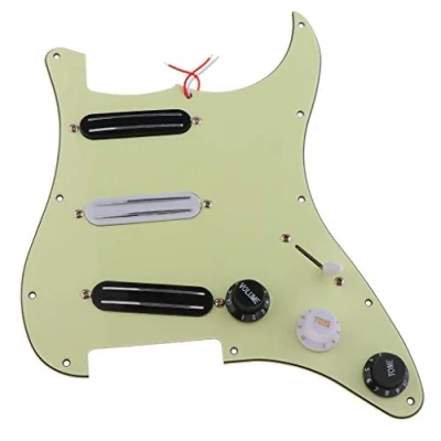 Immagine di Alnicov SSS 11 Foro Strat Chitarra Caricato Pickguard Precablato Scratch Piastra Per Elettrica Lattea con 3 dual rail humbucker pickup Light cyan