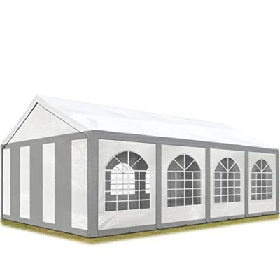 Immagine di TOOLPORT Tendone per Feste 4x8 m Gazebo Party sagre, mercati ca. PE 450 N Bianco Grigio