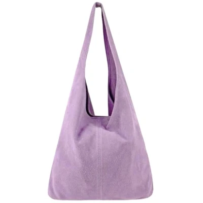 Immagine di Modarno borsa a tracolla da donna in pelle scamosciata pochette, tracolla, shopper, donna, vera (Lilla chiaro)