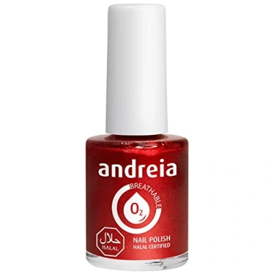 Immagine di Andreia Vernis Halal Smalto Vegan, Permeabile e Traspirante conforme ai requisiti Alta Qualità Colore B12 Rosso Sfumature di Rosa 10,5 ml