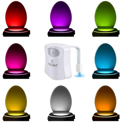 Immagine di Luce a LED per la Tazza del WC: Simpatica Lampada Attivata da un Sensore di Movimento. Novità nei Gadget Luminosi Il Bagno. Regalo Perfetto Ragazzi Fidanzati Mamma Papà Uomini Nonni Donna