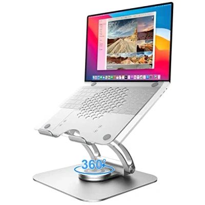Immagine di Supporto Laptop Regolabile Girevole, Tounee 360 PC Portatile Brevettato Pieghevole per Lavoro Collaborativo, Stand Compatibile con MacBook Pro/Air, Notebook 10 17&quot; Argent