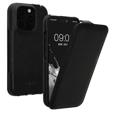 Immagine di kalibri Custodia a Flip Ultra Slim compatibile con Apple iPhone 16 Pro Pelle protettiva Case in nero