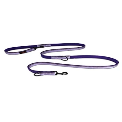 Immagine di guinzaglio a doppia estremità HALTI da addestramento con imbottitura in neoprene, tessuto catarifrangente 3M e lunghezza regolabile. Ideale per cani piccoli medi (taglia S, viola)