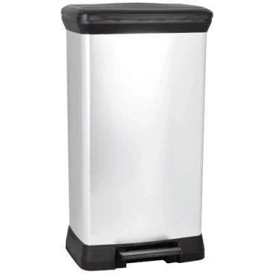 Immagine di Curver Deco bin metalics 240643 Bidone della spazzatura 50 l (L x A P) 390 720 290 mm Argento, Nero 1 pz.