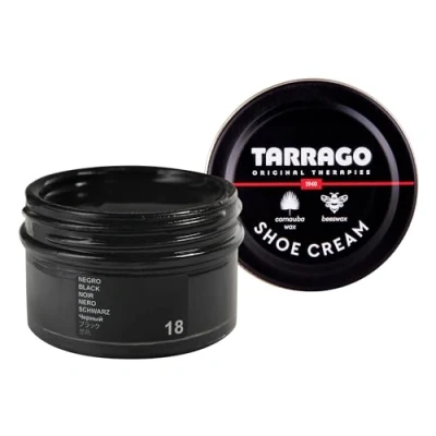 Immagine di Tarrago Crema per scarpe 50 ml nutriente, lucidante e protettiva scarpe, calzature, borse accessori in pelle, pelle sintetica (nero 18)