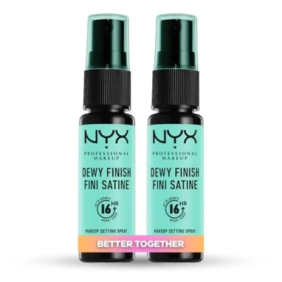 Immagine di NYX Professional Makeup Spray Fissante, Setting Spray, Formula leggera a lunga tenuta, Finish Dewy, Confezione da 2 x 60 ml, L&#039;imballaggio può variare