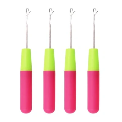 Immagine di Set di 4 Uncinetti per Maglieria,Dreadlock Uncinetto, Ago Uncinetto con Chiusura, Lingua Manico, Strumento Realizzare Capelli Trecce All&#039;Uncinetto