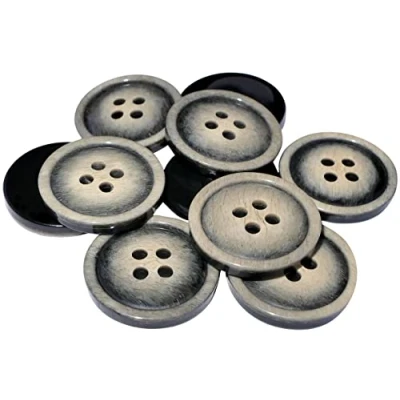 Immagine di AERZETIX C56859 Set di 10 Bottoni per cucire rotondi Ø20x3.5mm con 4 fori 32L L32 colore beige/nero in plastica apertura 2.5mm moda merceria cucito abbigliamento decorazione
