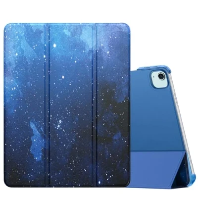 Immagine di MoKo Custodia per iPad Air 13 Pollici M2 2024/ PRO 12,9 (6a/5a Gen. 2022/2021), Cover Sottile con Retro in PC Rigido Traslucido, Supporta Touch ID e Pencil Pro/2a/USB C, CieloStellatoBlu