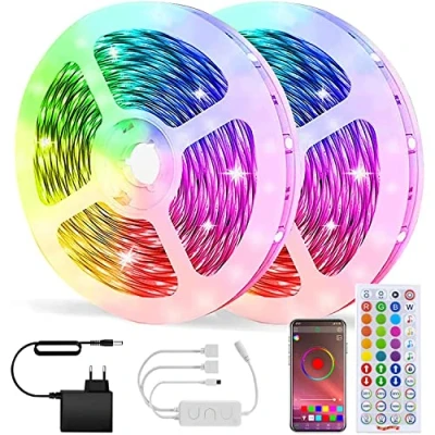 Immagine di WEILY Bluetooth Striscia LED, LED 10M SMD 5050 RGB Strisce Luminose con Controller Sincronizza la Musica Adatto per Camera da letto, Decorazioni feste e casa