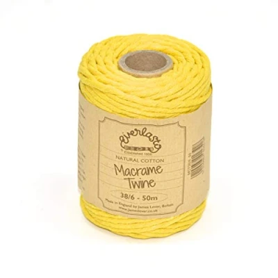 Immagine di Everlasto Bobine da 50 m, in morbido cotone colorato, per macramè, 4 mm circa, colore: Narciso
