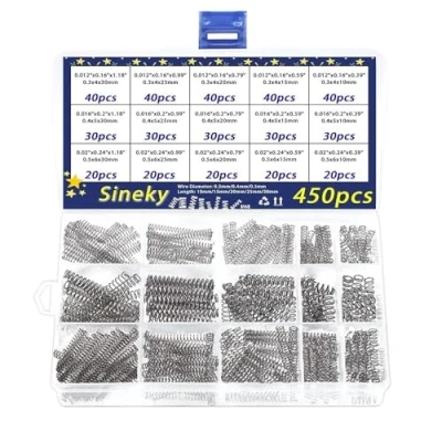 Immagine di Cilky Set assortimento molle 450 pezzi, kit di compressione, compressione meccaniche in acciaio inossidabile, piccole dimensioni assortite per tutti i tipi ripara