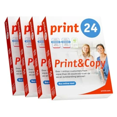 Immagine di print24 Carta per stampante, 2000 fogli, 4 x 500 A4, 80 g, colore bianco, vincitore del test PEFC
