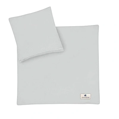 Immagine di Julius Zöllner Biancheria da letto per bambini in mussola, 80 x + 35 40 cm, set 2 pezzi, copripiumino e federa, 100% mussola di cotone, con chiusura lampo, standard 100 by OEKO TEX, grigio