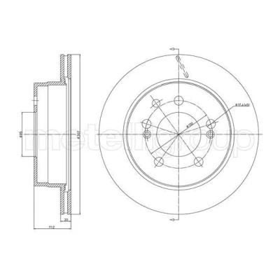 Immagine di METELLI Disco freno SSANGYONG: Rexton / 2, W, Rodius I 307,0mm 20,0mm 5 85,0mm ventilato verniciato 23 1562C 4840109100,4840121001