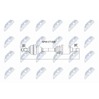 Immagine di NTY NPW CT 008 Albero motore / Semiasse Assale anteriore Sx, anteriore, Dx, Dx 625 Cambio manuale, manuale a 5 marce
