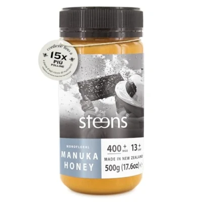 Immagine di Steens Miele di Manuka MGO 400+ Puro grezzo 100% certificato UMF 13+ Invasettato e sigillato in Nuova Zelanda Honey 500 g